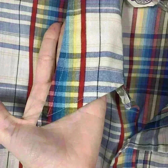 VTG 70’s USA Levi’s Panatela Sportswear Button Up Size Large Rainbow Plaid - Picture 9 of 10